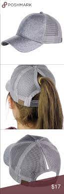 Silver High Pony Tail Lessy Bun Baseball Cap Hat Boutique Accessories Caps Hats Hats