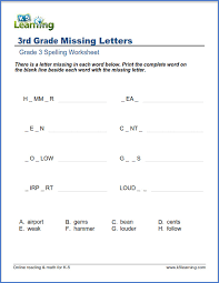 Spelling Worksheets For Grade 3 K5 Learning