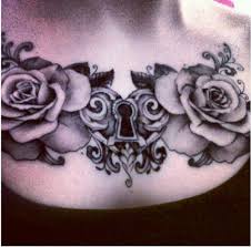 Black And White Heart And Rose Tattoo Designs Heart Lock Roses Upper Chest Tattoo Leave Black White Add 92598 Jpg 600 591 Chest Tattoos For Women Rose Tattoos Rose Chest Tattoo