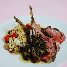 Minted lamb chops with couscous. Lamb Chops With Pistachio Mint Relish And Pearl Couscous Champagne Lavender