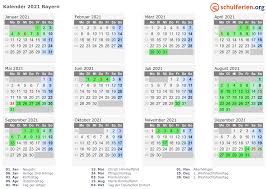 Kalender 2021 als pdf oder alternativ bild vom kalender 2021 ausdrucken. Kalender 2021 Ferien Bayern Feiertage