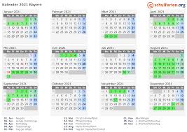 Schulferien kalender hessen 2019 mit. Kalender 2021 Ferien Bayern Feiertage