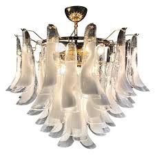 Large White Tulip Petals Murano Chandelier Or Ceiling Light For Sale At 1stdibs