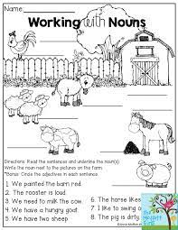 Working With Nouns On The Farm Read The Sentences And Underline The Noun Then Write The Noun On Nouns Kindergarten Kindergarten Reading Worksheets Nouns