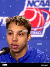 Kentucky's Saul Smith, son of his team's head coach Tubby Smith, answers  questions during a news conference Friday, March 16, 2001, in Uniondale,  N.Y. Kentucky defeated Holy Cross 72-68 Thursday and will