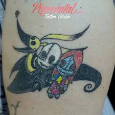 The nightmare before christmas is a classic film with a big fan following, so, ever since it came out years ago, nightmare before christmas tattoos have been gaining popularity. Tattoo Uploaded By Pigmental Tattoos Jack Sally And Zero Nightmare Before Christmas Tattoo Client S Design Jackskellington Jackskellingtontattoo Nightmarebeforechristmas Jackandsally Zero Nightmarebeforechristmastattoo 1346487 Tattoodo