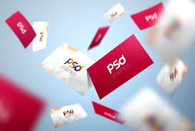 Flying Business Card Mockup Psd
