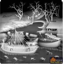 房屋树船人物 欧式洋花浮雕灰度图 云峰轩雕 360图片 greyscale grayscale alpha art