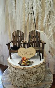 Fishing Camping Themed Wedding Cake Topper Fishing Pole Camp Fire Adirondack Country Wedding Cakes Fishing Wedding Cake Toppers Fishing Themed Wedding