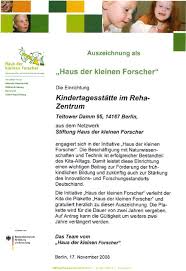 Kitas, horte und grundschulen können von diesen profitieren. Auszeichnung Kita Im Rehazentrum Kindertagesstatten Berlin Sud West
