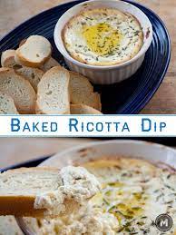 Baked Ricotta Dip With Garlic And Rosemary Macheesmo Recipe Baked Ricotta Quick Appetizers Snacks