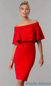 Off The Shoulder Red Short Wedding Guest Dress Red Wedding Guest Dresses Red Dress Party Red Formal Dresses