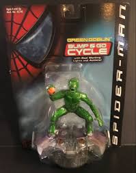 Black And Green Spiderman Action Figure 2001 Toy Biz Marvel Spider Man Green Goblin Figure Bump Go Cycle In 2020 Marvel Spiderman Green Goblin Spiderman