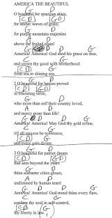 America The Beautiful Guitar Lesson Chord Chart With