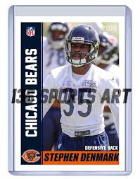 Open each player's picture in the design program, then click and drag each image into the box on the front of their card. Stephen Denmark 2019 Chicago Bears Custom Handmade Football Card