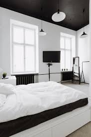 Black And White Interior Design Ideas Interior Black Bedroom Ceiling Pendant Lamp White Wall Glass Window Design Ideas Comfortable White Bedroom Decor White Wall Bedroom Apartment Decorating Black