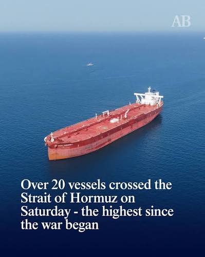 More than 20 vessels passed the Strait of Hormuz on April 18, marking the  highest number of ships crossing the waterway since the war on Iran began.  According to data from shipping
