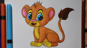 Here is a lion cub for you to draw! How To Draw Cute Cub Small Lion Drawing For Kids Youtube