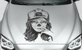 Aufkleber Auto Motorhaube Tribal Catrina Totenkopf Tattoo Sugar Skull Lady 120 Ebay