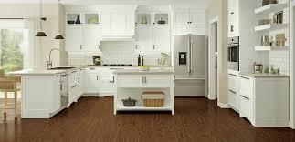 I had all the floors stained dark and the tile taken out in the kitchen and replaced with wood, at a cost of a small car. Kraftmaid Cabinetry Quality Cabinets For Kitchen Bathroom