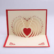 How to make pop up cards tutorial this is lesson 23 in a series of step by step tutorials on how when the card is opened 180°, a flat platform appears to float above the card. 3d Pop Up Greeting Card Anniversary Birthday Wedding Gift Craft Big Loving Heart Greeting Cards Party Supply Com Home Garden