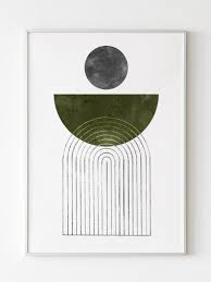 Green Print Downloadable Mid Century Modern Art Geometric Etsy In 2020 Printable Wall Art Mid Century Modern Art Geometric Art