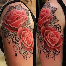Whether it is roses or bows, these lace tattoo designs provide plenty of beauty to even the hippest chicks. Lace And Rose Tattoo Lace Rose Tattoos Lace Tattoo Lace Tattoo Design