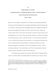 It is no surprise that people look for reflective paper sample to aid them in their writing. Pdf Think Globally Act Locally A Global Perspective On Mobilizing Adults For Positive Youth Development