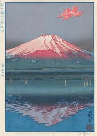 Red Fuji Mount Fuji From Lake Kawaguchi Woodblock Japanese Painting Japanese Art Ukiyoe