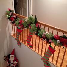 Diy Garland Bannister Inexpensive Green Garland With Mesh Ribbon X 2 Colors Inexpensive Chr Christmas Stairs Decorations Diy Holiday Decor Christmas Stairs