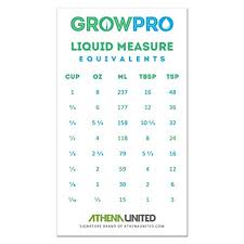 Grow Pro Liquid Measure Magnet Weight Volume Conversion Chart Measuring Cups Cup Ounces Oz Milliliters Ml Table Spoons Tbsp Teaspoons Tsp