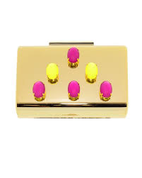 Normalmente, este bolso tiene un precio de 89,00. Bolso De Fiesta De Laton Dorado Con Piedras Amarilloro Rosa Fucsia Rosas Fucsia Bolsos De Fiesta Rosas Amarillas