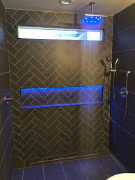 Led Lights In Nitche And Shower Head Led Shower Head Creative Bathroom Design Modern Shower Design