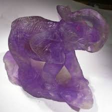 896 85 Cts Amethyst Elephant Carving Shp5 Elephant Carving Gemstone Art Carving
