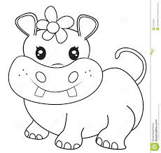 Female Hippopotamus Coloring Page Stock Illustration Illustration Of Cartoon Beautiful 50448559