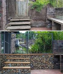 Maccaferri gabion baskets are rectangular wire mesh cages manufactured from double twisted hexagonal mesh that are site filled with hard durable rock to form an earth retaining structure. 55 Best Gabion Wall Stone Fences That Will Decorate Your Beautiful Landscape Area Decor Units Gabion Wall Outdoor Landscaping Garden Steps