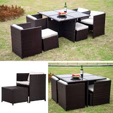 4 piece rattan garden furniture set, outdoor patio garden sofa set rattan table and chairs bistro set for lawn, terrace, backyard 3.6 out of 5 stars 6 £189.99 £ 189. Merax 9piece Outdoor Pe Rattan Wicker Patio Dining Table Set Garden Outdoor Pat Garden Furniture Sets Rattan Garden Furniture Sets Outdoor Patio Furniture Sets