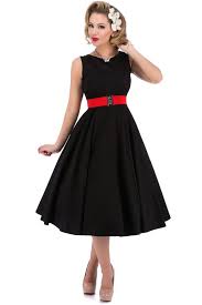 Black Hepburn Dress With Red Elastic Belt Vintage Dress Design Dresses Pretty Outfits