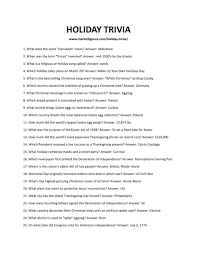 Read on for some hilarious trivia questions that will make your brain and your funny bone work overtime. 18 Holiday Trivia Good Things To Know About Your Favorite Seasons