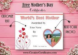 Free Mother S Day Certificate Customize Online Then Print At Home