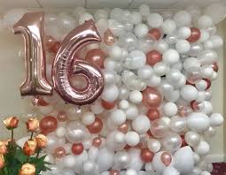 Wall Balloon Decoration Ideas For Birthday Party Abstract Organic Balloon Wall Backdrop Ideas Parties With Rose Gold Gold Birthday Party Decorations Sweet 16 Birthday Party Rose Gold Party Decor