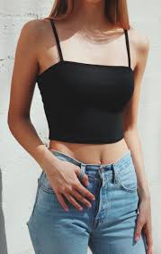 Browse our wonderful selection of suits just for you. Ribbed Knit Cami Black Crop Top Outfits Top Outfits Black Crop Top Outfit