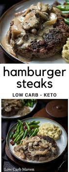 Hamburger Steak An Easy Ground Hamburger Meat Recipe Topped With Mushroom Gravy Makes Th Keto Recipes Dinner Low Carb Dinner Recipes Hamburger Steak And Gravy