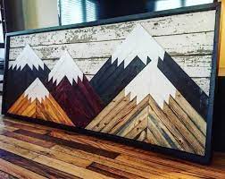 Barn Wood Mountain Wall Decor Etsy Wood Art Diy Mountain Wood Art Barn Wood Projects