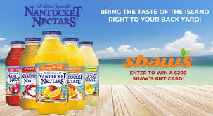 We offer bulk orders for your convenience. Nantucket Nectars Shaws Giftcard Sweepstakes Win 200 Gift Card Giveawaynsweepstakes