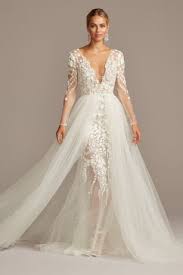 A lace wedding dress with sleeves is ideal for the romantic bride, while a mermaid gown with bell sleeves is dreamy and. Long Sleeve Wedding Dresses Gowns David S Bridal