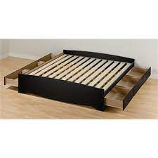Olee sleep smart wood platform bed frame king natural. Prepac Mate S Black King Platform Bed With Storage Bbk 8400 K Rona