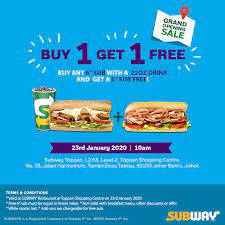 Subway Toppen Shopping Centre Opening Promotion Buy 1 Get 1 Free 23 Jan 2020 Food Menu Buy 1 Shopping Center