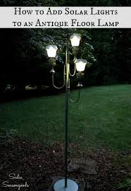 Backyard Decor With An Antique Floor Lamp And Small Solar Lights Antique Floor Lamps Solar Lights Vintage Floor Lamp