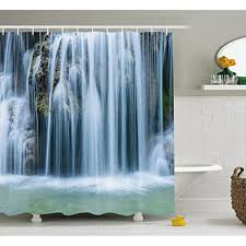 Waterfall Shower Curtain By Lunarable Massive Magnificent Cascaded Waterfall In Rainforest With Intense Wa With Images Bathroom Decor Sets Waterfall Shower Bathroom Decor